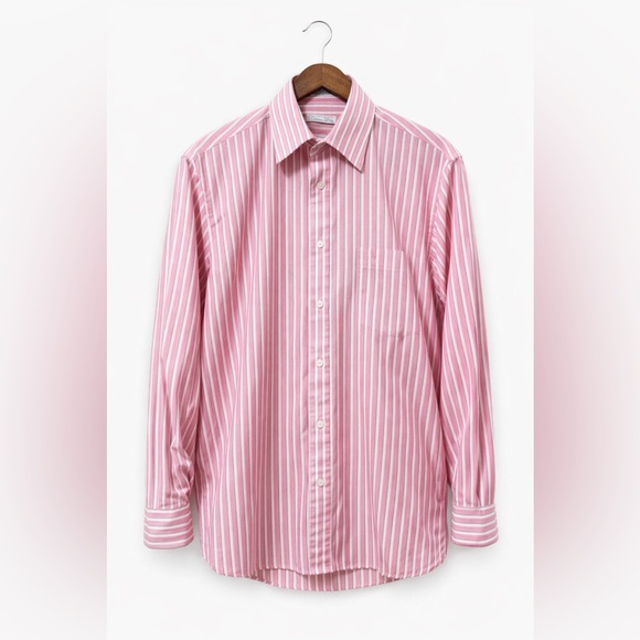 Authentic Vintage Christian Dior Paris Pink Stripe Button Down Shirt